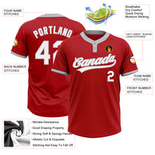 Load image into Gallery viewer, Custom Red White-Gray Two-Button Unisex Softball Jersey
