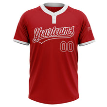 Laden Sie das Bild in den Galerie-Viewer, Custom Red Red-White Two-Button Unisex Softball Jersey
