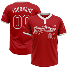 Load image into Gallery viewer, Custom Red Red-White Two-Button Unisex Softball Jersey
