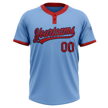 Load image into Gallery viewer, Custom Light Blue Red-Navy Two-Button Unisex Softball Jersey

