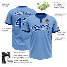 Laden Sie das Bild in den Galerie-Viewer, Custom Light Blue Royal-White Two-Button Unisex Softball Jersey
