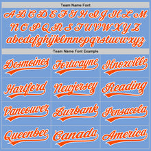 Load image into Gallery viewer, Custom Light Blue Orange-White Two-Button Unisex Softball Jersey
