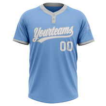 Laden Sie das Bild in den Galerie-Viewer, Custom Light Blue White-Gray Two-Button Unisex Softball Jersey
