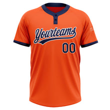 Laden Sie das Bild in den Galerie-Viewer, Custom Orange Navy-White Two-Button Unisex Softball Jersey

