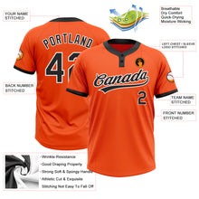 Laden Sie das Bild in den Galerie-Viewer, Custom Orange Black-White Two-Button Unisex Softball Jersey
