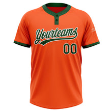 Load image into Gallery viewer, Custom Orange Green-White Two-Button Unisex Softball Jersey
