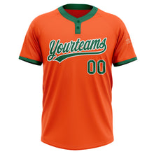 Laden Sie das Bild in den Galerie-Viewer, Custom Orange Kelly Green-White Two-Button Unisex Softball Jersey
