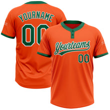 Загрузить изображение в средство просмотра галереи, Custom Orange Kelly Green-White Two-Button Unisex Softball Jersey
