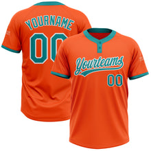 Загрузить изображение в средство просмотра галереи, Custom Orange Teal-White Two-Button Unisex Softball Jersey
