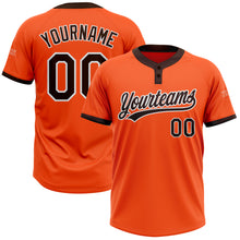Load image into Gallery viewer, Custom Orange Brown-White Two-Button Unisex Softball Jersey
