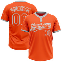 Laden Sie das Bild in den Galerie-Viewer, Custom Orange Orange-Gray Two-Button Unisex Softball Jersey
