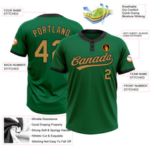Загрузить изображение в средство просмотра галереи, Custom Kelly Green Old Gold-Black Two-Button Unisex Softball Jersey
