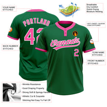 Laden Sie das Bild in den Galerie-Viewer, Custom Kelly Green Pink-White Two-Button Unisex Softball Jersey
