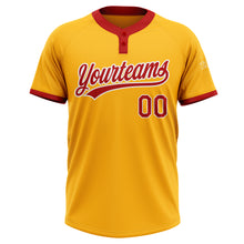 Load image into Gallery viewer, Custom Gold Red-White Two-Button Unisex Softball Jersey
