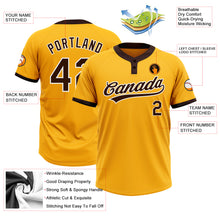 Загрузить изображение в средство просмотра галереи, Custom Gold Brown-White Two-Button Unisex Softball Jersey
