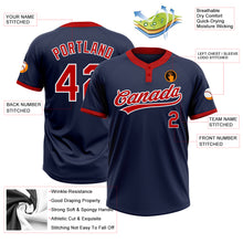 Загрузить изображение в средство просмотра галереи, Custom Navy Red-White Two-Button Unisex Softball Jersey
