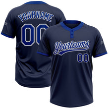 Загрузить изображение в средство просмотра галереи, Custom Navy Royal-White Two-Button Unisex Softball Jersey
