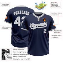 Load image into Gallery viewer, Custom Navy Gray-White Two-Button Unisex Softball Jersey
