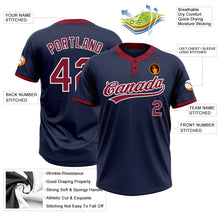 Загрузить изображение в средство просмотра галереи, Custom Navy Crimson-White Two-Button Unisex Softball Jersey
