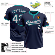 Load image into Gallery viewer, Custom Navy Gray-Teal Two-Button Unisex Softball Jersey
