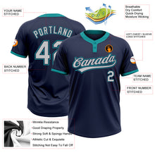 Загрузить изображение в средство просмотра галереи, Custom Navy Gray-Teal Two-Button Unisex Softball Jersey
