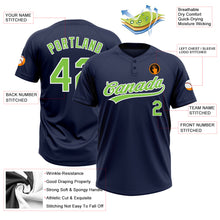 Загрузить изображение в средство просмотра галереи, Custom Navy Neon Green-White Two-Button Unisex Softball Jersey
