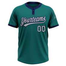 Load image into Gallery viewer, Custom Teal Gray-Navy Two-Button Unisex Softball Jersey
