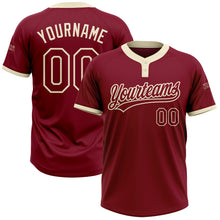 Load image into Gallery viewer, Custom Crimson Crimson-Cream Two-Button Unisex Softball Jersey
