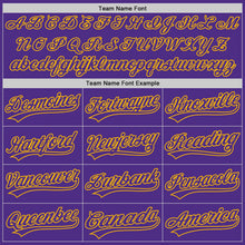 Load image into Gallery viewer, Custom Purple Purple-Gold Two-Button Unisex Softball Jersey
