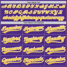 Laden Sie das Bild in den Galerie-Viewer, Custom Purple Gold-White Two-Button Unisex Softball Jersey
