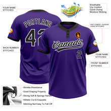 Laden Sie das Bild in den Galerie-Viewer, Custom Purple Black-White Two-Button Unisex Softball Jersey
