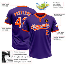Load image into Gallery viewer, Custom Purple Orange-White Two-Button Unisex Softball Jersey
