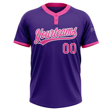 Laden Sie das Bild in den Galerie-Viewer, Custom Purple Pink-White Two-Button Unisex Softball Jersey

