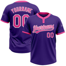 Laden Sie das Bild in den Galerie-Viewer, Custom Purple Pink-White Two-Button Unisex Softball Jersey
