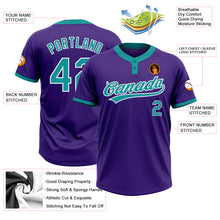 Load image into Gallery viewer, Custom Purple Teal-White Two-Button Unisex Softball Jersey
