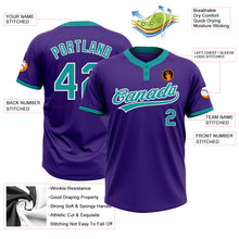 Laden Sie das Bild in den Galerie-Viewer, Custom Purple Teal-White Two-Button Unisex Softball Jersey
