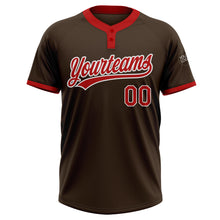 Load image into Gallery viewer, Custom Brown Red-White Two-Button Unisex Softball Jersey
