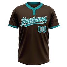 Load image into Gallery viewer, Custom Brown Teal-White Two-Button Unisex Softball Jersey
