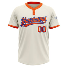 Load image into Gallery viewer, Custom Cream Orange-Royal Two-Button Unisex Softball Jersey
