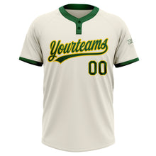Charger l&#39;image dans la galerie, Custom Cream Green-Gold Two-Button Unisex Softball Jersey
