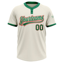 Laden Sie das Bild in den Galerie-Viewer, Custom Cream Kelly Green-Red Two-Button Unisex Softball Jersey

