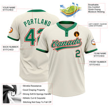 Laden Sie das Bild in den Galerie-Viewer, Custom Cream Kelly Green-Red Two-Button Unisex Softball Jersey
