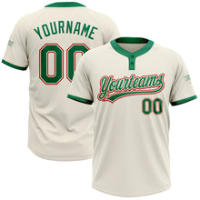 Laden Sie das Bild in den Galerie-Viewer, Custom Cream Kelly Green-Red Two-Button Unisex Softball Jersey
