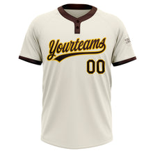Charger l&#39;image dans la galerie, Custom Cream Brown-Gold Two-Button Unisex Softball Jersey

