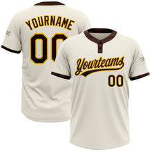 Load image into Gallery viewer, Custom Cream Brown-Gold Two-Button Unisex Softball Jersey
