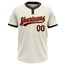 Laden Sie das Bild in den Galerie-Viewer, Custom Cream Black-Orange Two-Button Unisex Softball Jersey
