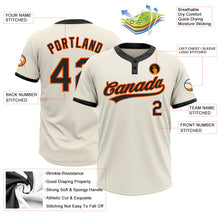 Laden Sie das Bild in den Galerie-Viewer, Custom Cream Black-Orange Two-Button Unisex Softball Jersey
