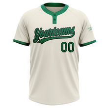 Load image into Gallery viewer, Custom Cream Kelly Green-Black Two-Button Unisex Softball Jersey

