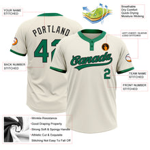 Load image into Gallery viewer, Custom Cream Kelly Green-Black Two-Button Unisex Softball Jersey
