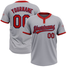 Load image into Gallery viewer, Custom Gray Red-Navy Two-Button Unisex Softball Jersey
